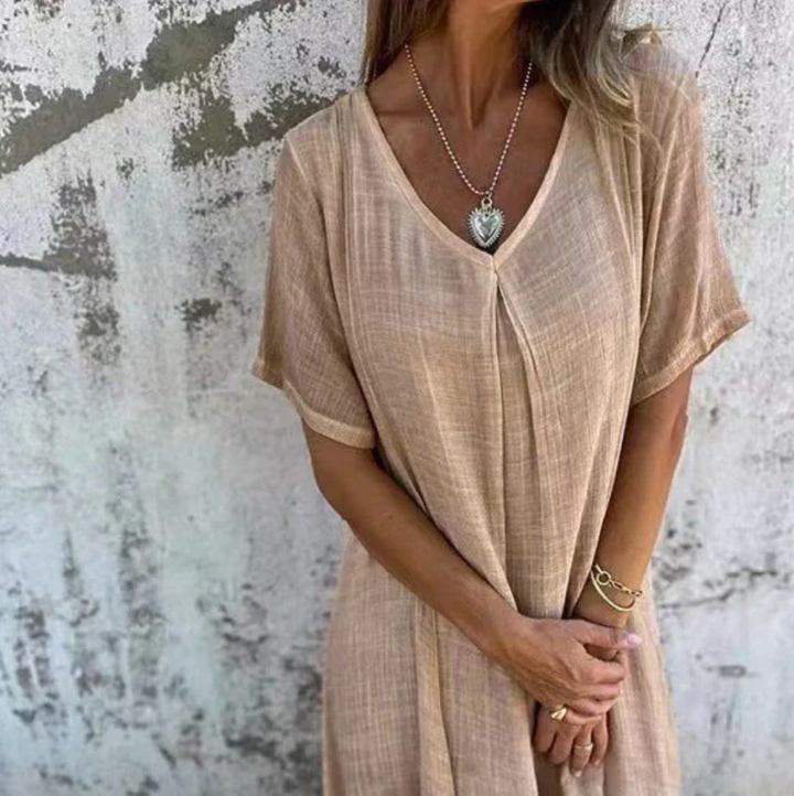 Bella Stride| Elegant v neck midi dress