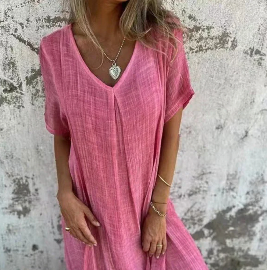 Bella Stride| Elegant v neck midi dress