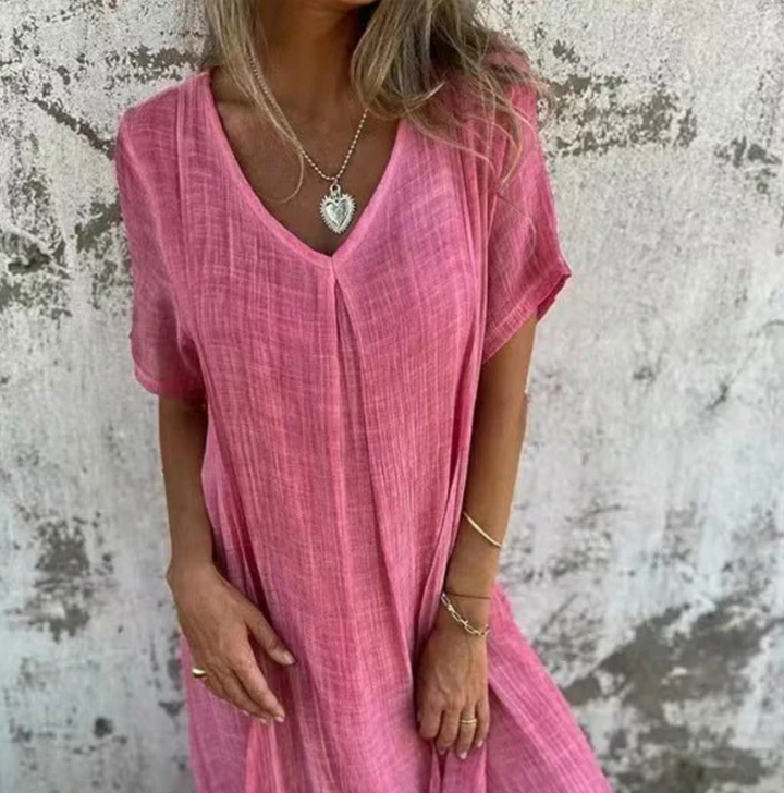Bella Stride| Elegant v neck midi dress