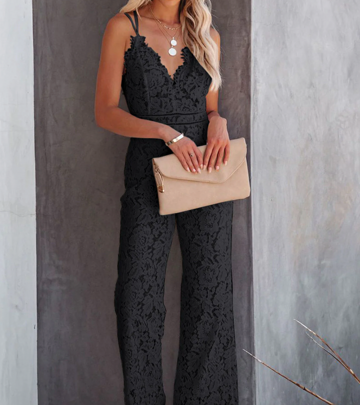 Bella Stride|Elegant Floral Lace Jumpsuit