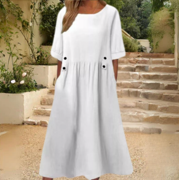 Bella Stride|SUMMER COTTON-LINEN DRESS