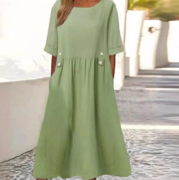 Bella Stride|SUMMER COTTON-LINEN DRESS