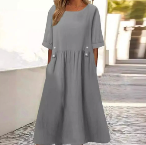 Bella Stride|SUMMER COTTON-LINEN DRESS