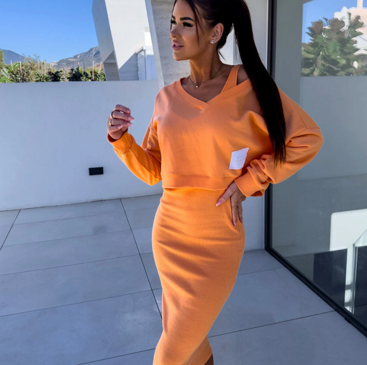 Bella Stride| Stylish Set of Sweatshirt and Dress