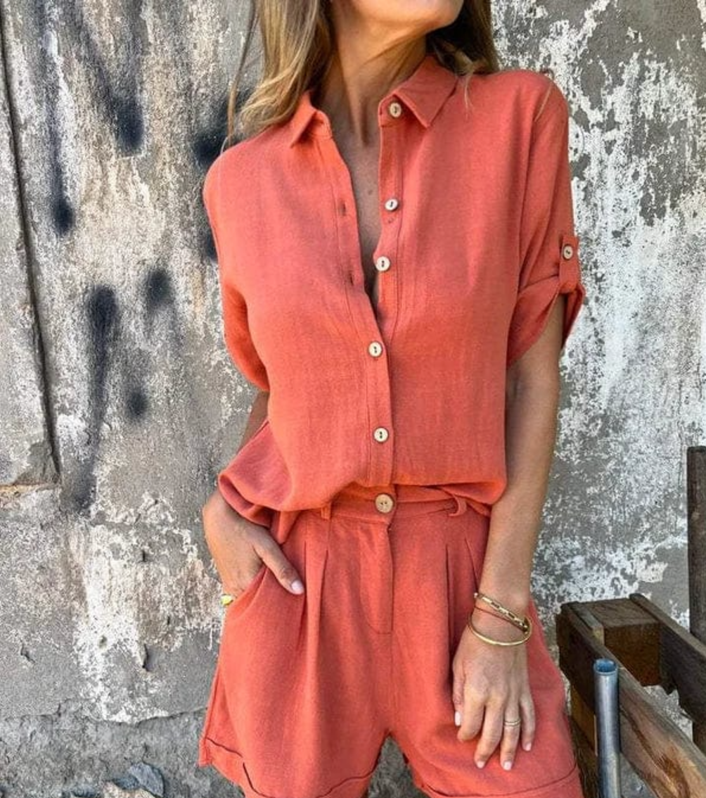 Bella Stride| Two-Piece Linen Blend Set