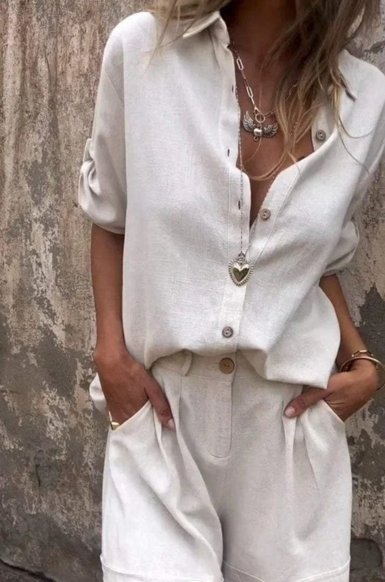 Bella Stride| Two-Piece Linen Blend Set
