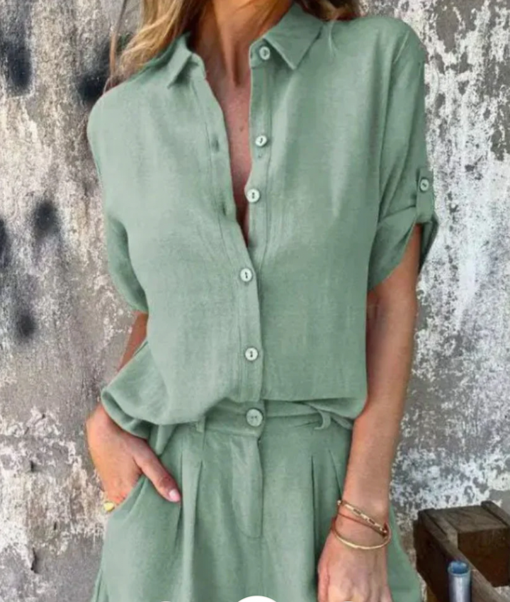 Bella Stride| Two-Piece Linen Blend Set