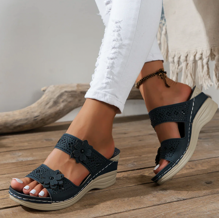 Bella Stride| Floral Wedge Sandals